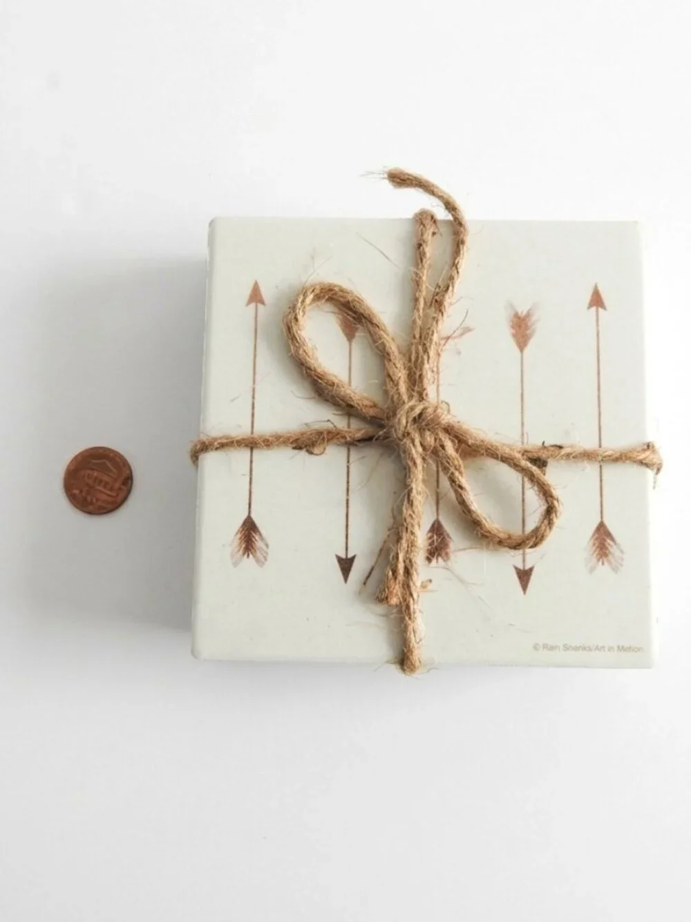 NWT Thirstystone Sandstone Coasters Set of 4 Arrow Print Cork Back